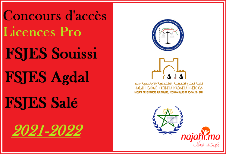 Concours d'accès aux Licences Professionnelles de FSJES Souissi, FSJES Agdal et FSJES Salé 2021-2022